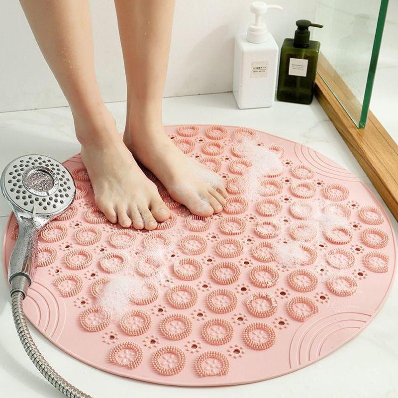 Round Waterproof Anti-Slip Bathroom Mat for Shower, Toilet, and Home
