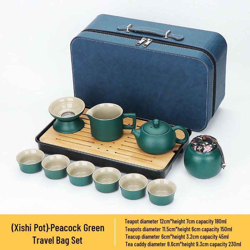 Portable Kung Fu Tea Set with Tray - Ideal for Outdoor Travel and Home, Perfect as a Chinese Business Gift