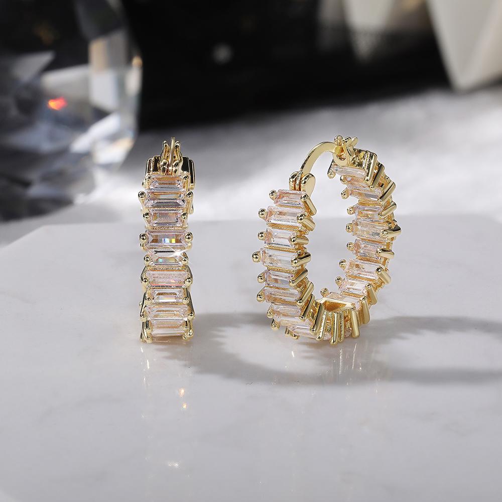 BELLA BOX High-quality Silver Color/Gold Color Earrings Women Wedding Party Hoop Earring Versatile Luxury Zircon Jewelry