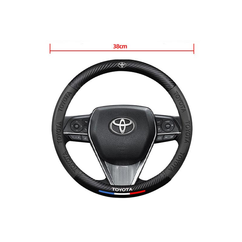 Car Steering Wheel Cover Carbon Fiber Pattern Leather Sleeve Keyring For Toyota Corolla Yaris RAV4 Prius CHR Camry Prado Supra