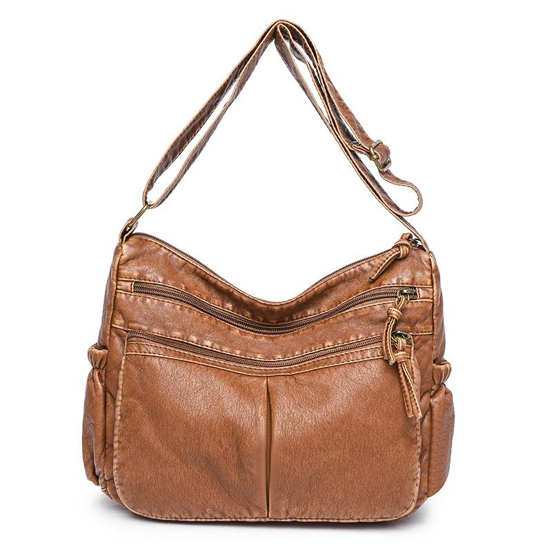 Luxurious Retro Soft Leather Autumn New Women's Shoulder Bag Solid Color Casual High Women's Crossbody Bag