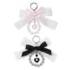 Y2K Aesthetic Keychain Bag Charm Hanging Decoration With Pearls Accent And Lace Bowknot For Women Jewelry Accessory