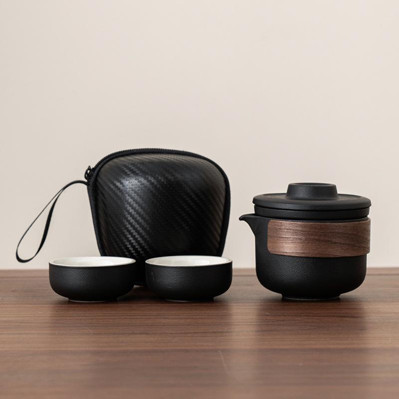 Ceramic Travel Tea Set: Portable Teapot with Two Cups - Perfect for Business Gifts & Holiday Souvenirs
