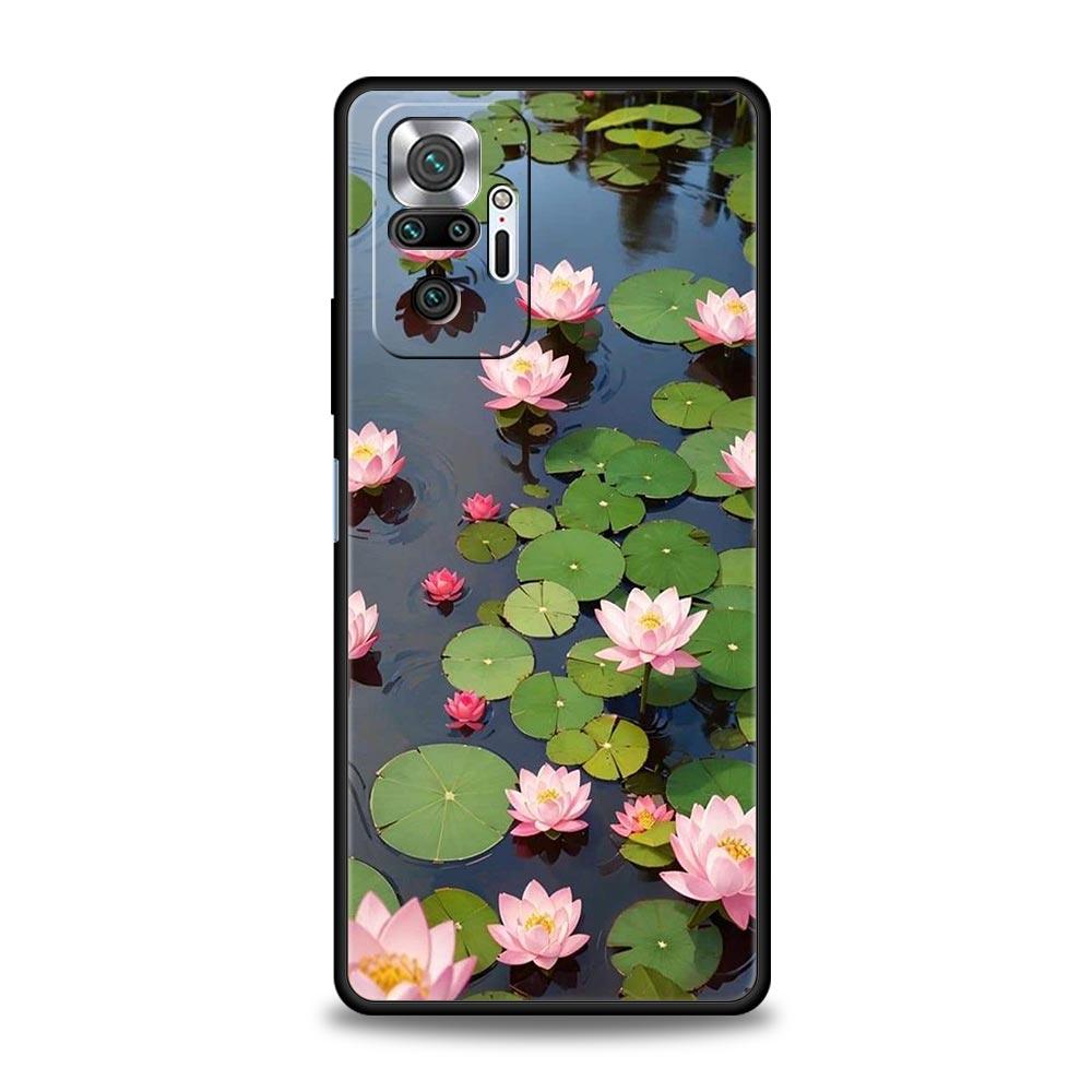 Phone Case For Xiaomi Redmi Note 14 13 12 5G 11 10 Pro Plus 4G 9S 9 14C 13C 12C 10C 9C 9A Soft TPU Cover Luxury Lotus Flower