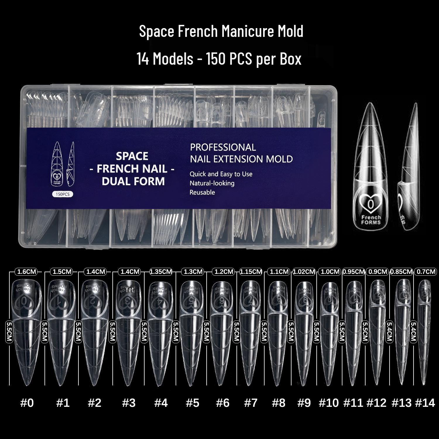 Nail Art French Mold Set: 150 Transparent Crystal Gel Extensions with Scale