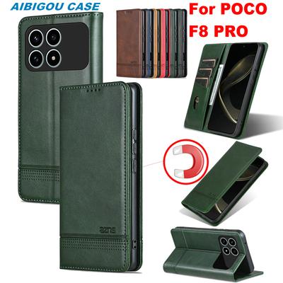 Xiaomi POCO F8 PRO F8ULTRA için Lüks Deri Kılıf Retro Deri Kapaklı Mıknatıslı Otomatik Kapanan Tutuculu Tam Kapaklı POCO F8 Ultra Telefon Çantaları