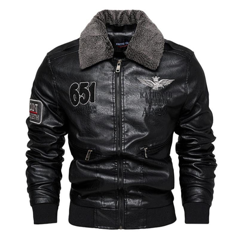 Motorcycle Lapel Leather Jacket Men's Fashion Retro Large Size Leather Jacket