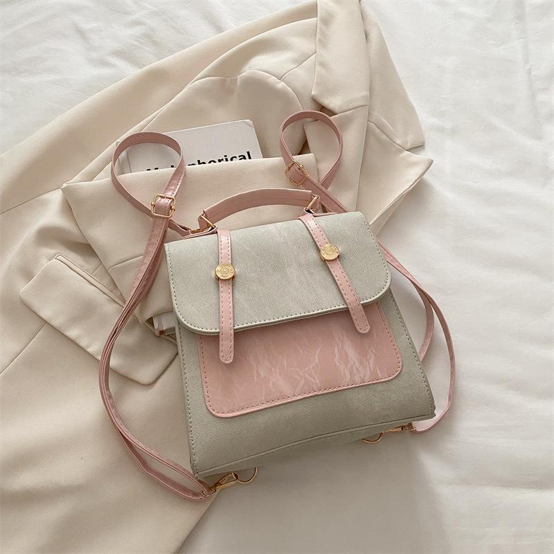 

2025 Women s Vintage Contrast Travel Backpack Leisure College Shoulder Tote