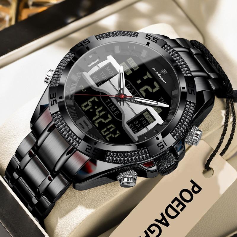 

Мужские часы многофункциональные с двойной подсветкой, водонепроницаемые, электронные кварцевые, модные