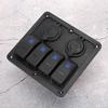12V 24V 4 Gang Rocker Switch Panel IP65 Waterproof with Lighter Socket 2 USB for Car Boat