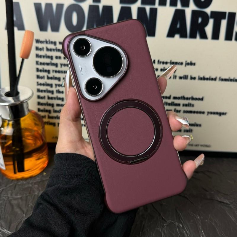 

Huawei Pura80ULTRA Frameless Plain Leather Magnetic Bracket Phone Case MATE80PRO Solid Color PC Protective P80