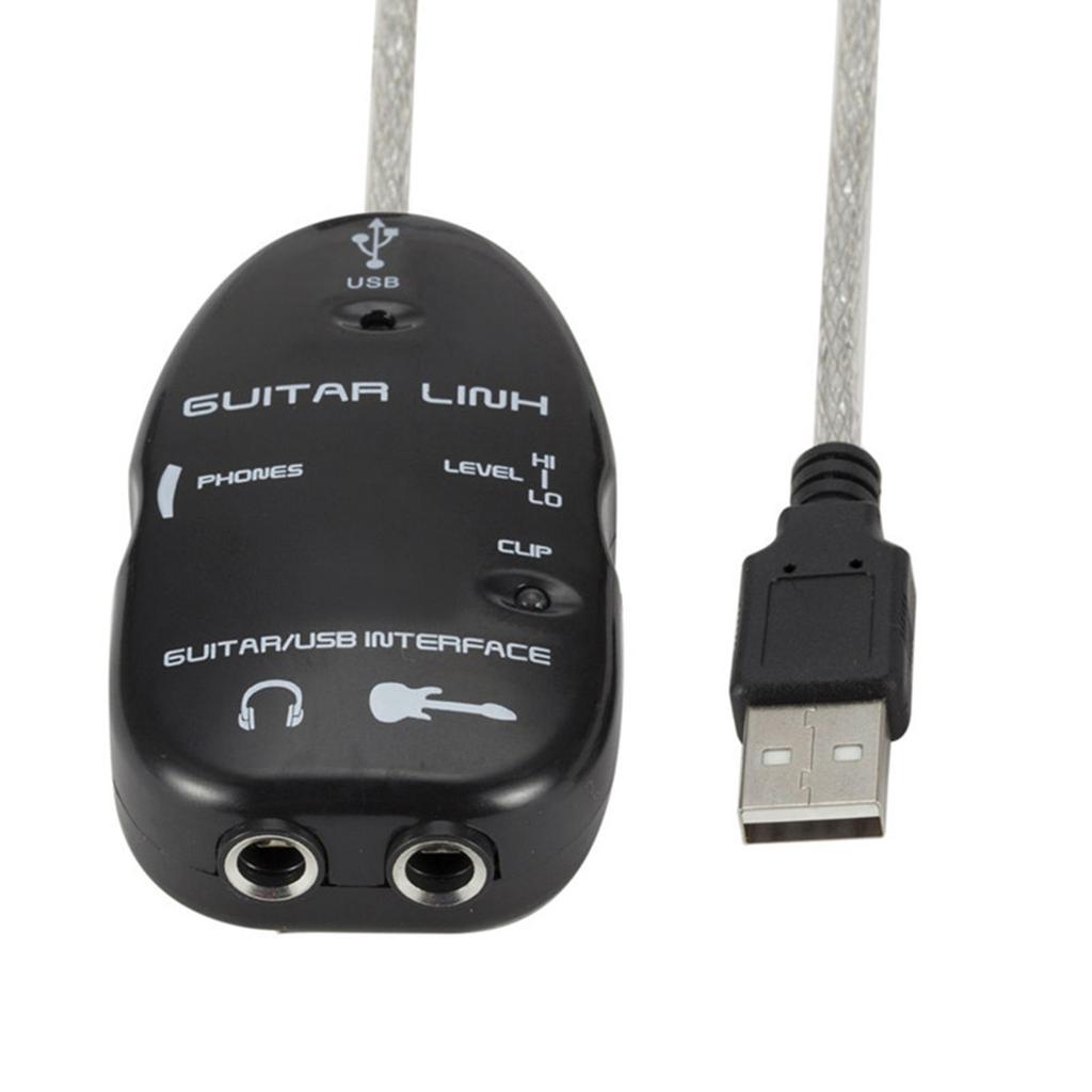 Guitar To USB Interface Link Cable Adapter Audio Connector Recorder for PC Computer