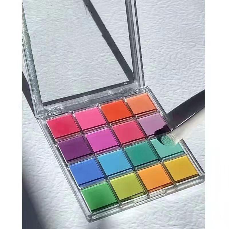 16-Color European & American Style Eyeshadow Palette: Shimmer & Matte Shades in Pumpkin, Earth, and Milk Tea for Stage & Student Makeup