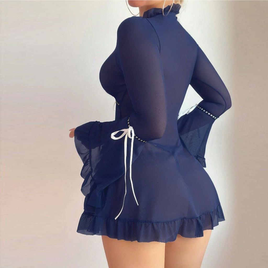 Women's Sleepwear Spaghetti Strap Dress Transparent Sexy Nightgowns Lace Pajamas Sexy Set Lingerie