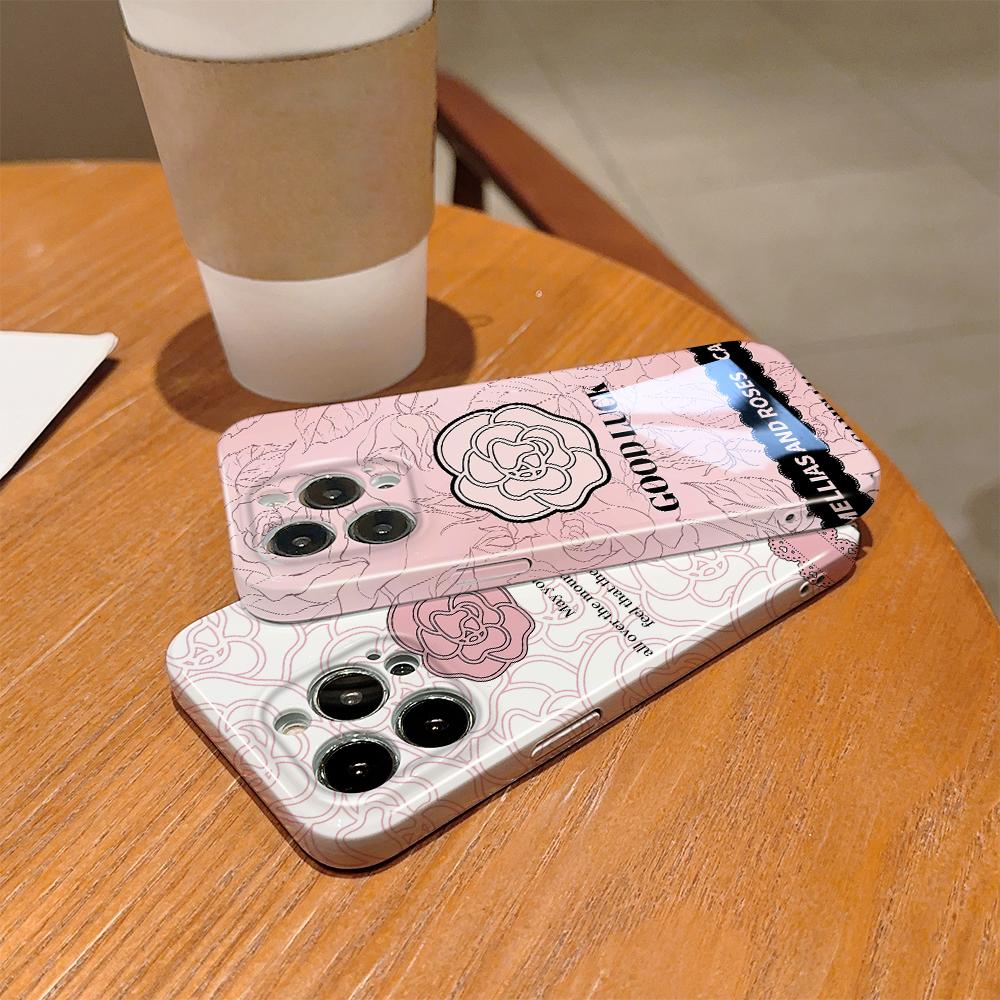 For iPhone 16 15 Samsung S23 S22 A13 A23 A52 A33 Huawei Honor Xiaomi Redmi OPPO Vivo Camellia Japonica Series Design Hard Full Camera Protection Case