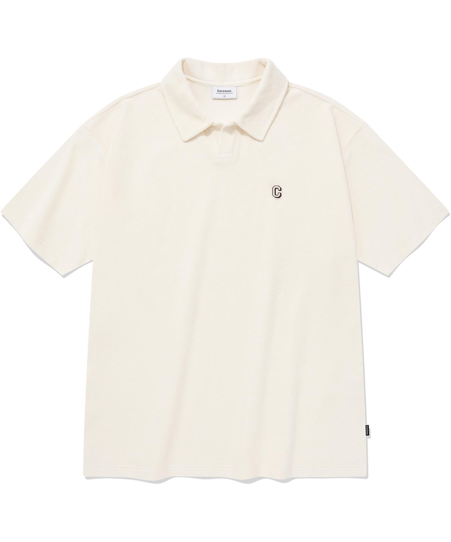Ecru Terry Collar T-Shirt Ecru/L