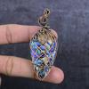 Abalone Shell Handmade Copper Wire Wrap Jewelry Pendant 3.15" I8r14