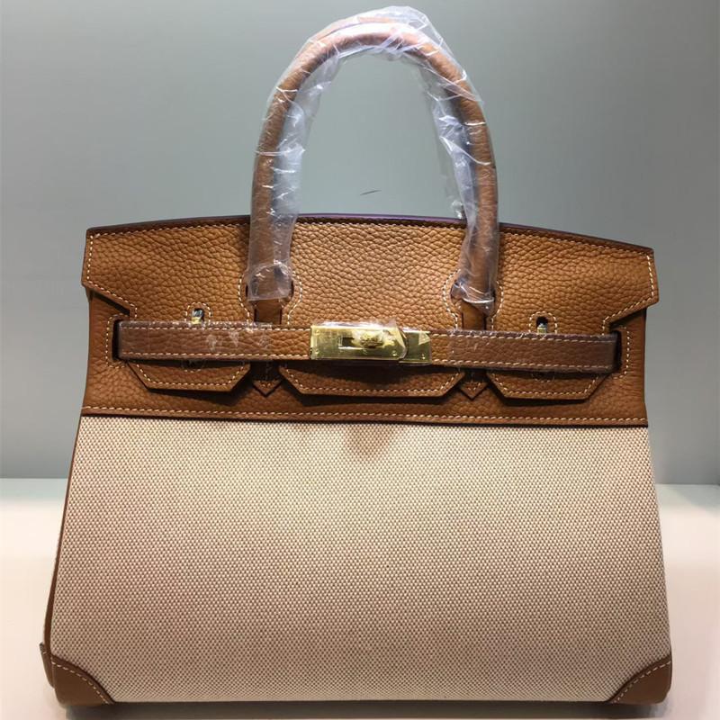Cowhide with Canvas Platinum Bag New Trend Handbag Fashion Women's Bag Women's Bag