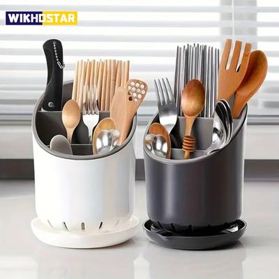 1 τεμάχιο σωλήνας αποθήκευσης chopsticks κουζίνας με πλάκα αποστράγγισης, βάση αποθήκευσης επιτραπέζιων σκευών, ράφι οργάνωσης κουζίνας, κουτί αποστράγγισης chopsticks
