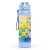 1PC Soft Pastel Blue Yellow Flower Print 750ml Color Plastic Sports Water Bottle Leakproof Flip Straw Lid Suitable for Sports Office Home Use