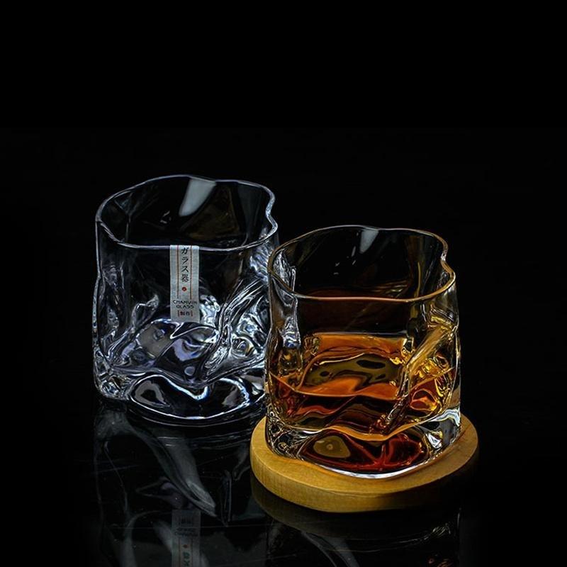 Old Japanese Edo Design Chamvin Crumple Whiskey Glass Irregular Faceted Der Whiskybecher Crystal Artwork Wine Cup Whisky Tumbler