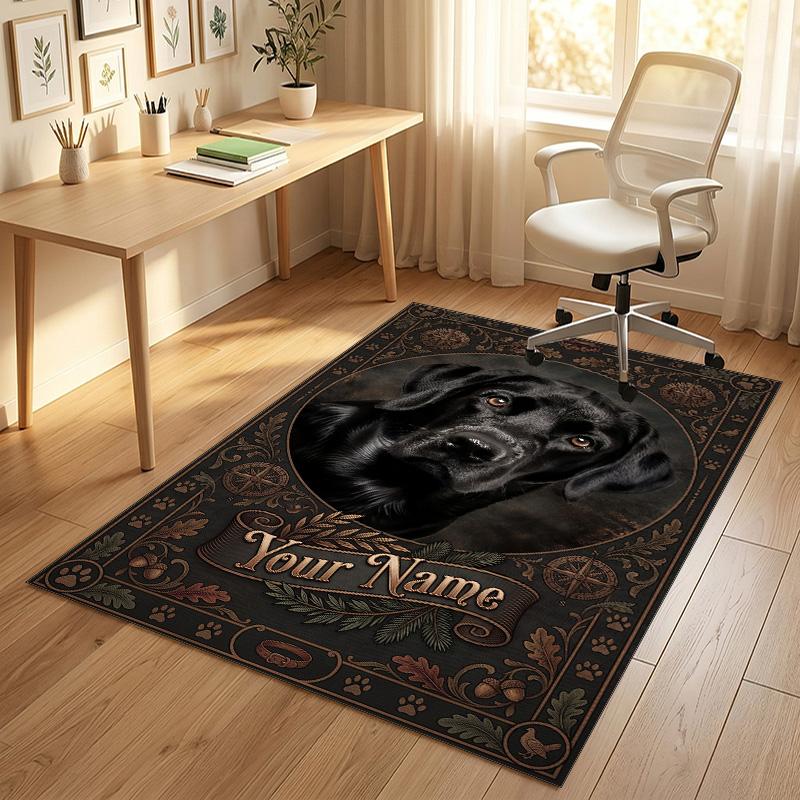 Black Cat Music Theme Soft Crystal Velvet Rug Custom Name & Text Print Non Slip Floor Rug for Bedroom Living Room