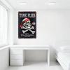 Vintage Metal Tin Sign 'TIME FLIES' Skull & Crossbones Rum Bar Decor Aged Distressed Pirate-Themed Wall Plaque for Man Cave Cafe