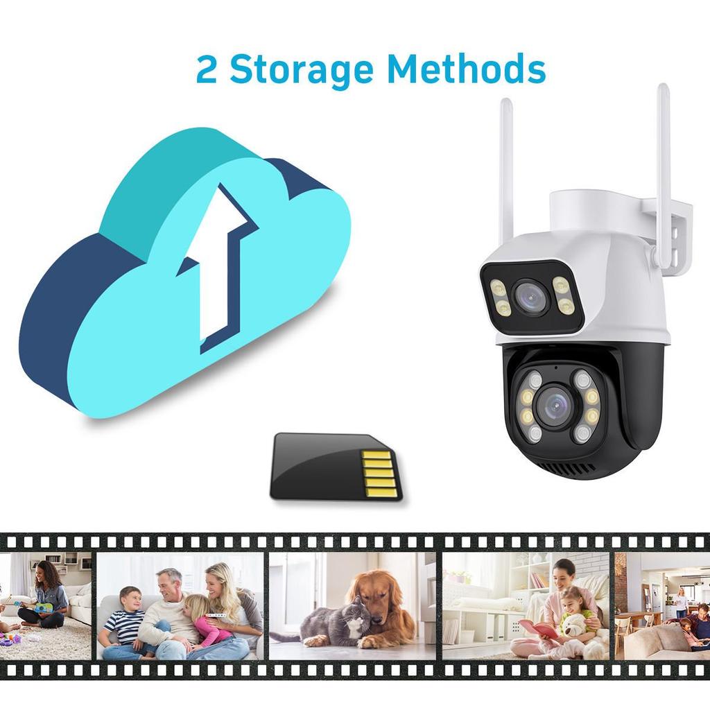 icsee 8MP Wireless Dual-Lens HD Night Vision Outdoor Security Camera with 360° Mobile Remote Control