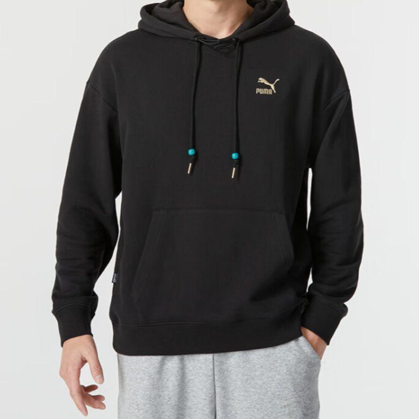 PUMA Unisex Black Gold Logo Hoodie 625833-01