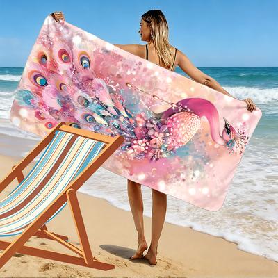 Elegant Pink Peacock Design A Must-have Beach Towel for Beach Travel