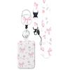 Retractable Badge Clip with Bow Flower Pin Double-Sided UV Office Credit Card Holder Case Bus Id Card Cover Bags for Girl