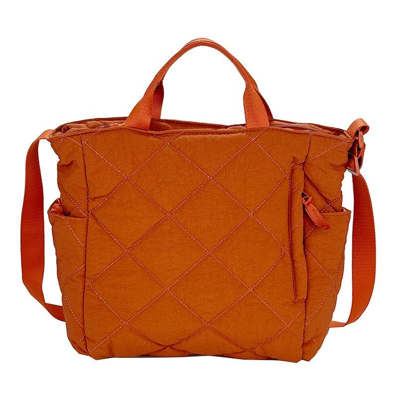 Autumn and Winter Commuting Large-capacity Tote Bag, Student Class Shoulder Bag, Cotton Clothes, Messenger Bag, Soft Waxy Handbag