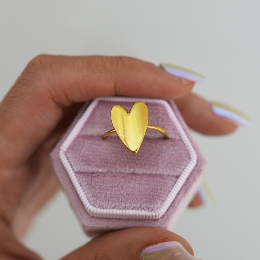 Anelli in Acciaio Inossidabile per Donna Cuore Estetico Colore Oro Anello di Matrimonio Vintage Impermeabile Gioielli da Matrimonio Accessori per Ballo di Fine Anno Regalo