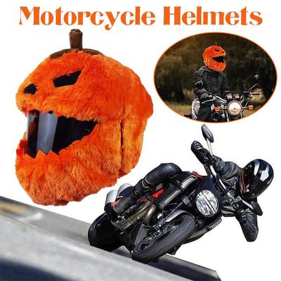 Cadılar Bayramı Çılgın Komik Motosiklet Kaskı Balkabağı Maskesi Komik Peluş Başlık Kişiselleştirilmiş Balkabağı Motosiklet Havalı Sürüş Ekipmanı