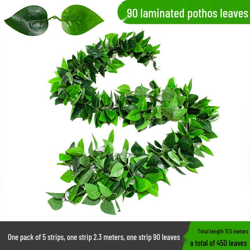 Efeutute Weinblätter Künstliche Deckenranke mit Rattan und Grünem Laub