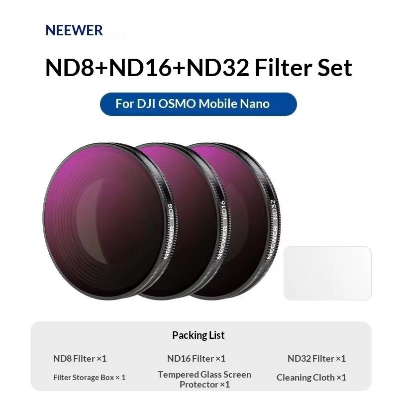NEEWER For DJI OSMO NANO Filter Set UV/CPL/Black Soft/ND Filter Kit HD Optical Glass With Screen Film For Outdoor Photography