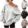 Women's Asymmetric Off-the-Shoulder Sweatshirt Loose Fit Casual Color Top for Everyday Wear