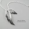 [Shinjuku Gin no Kura] Double Wing Silhouette Black Pendant Top (No Chain) Silver 925 Pendant Wing Feather Feather Thin Black