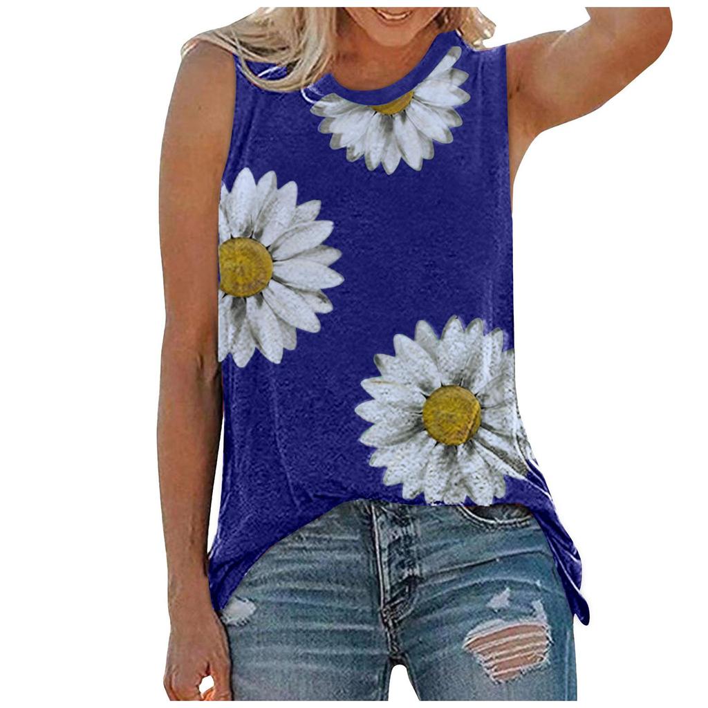 Women Summer Tops   Print Sleeveless Tank T-Shirts Graphic Blouse
