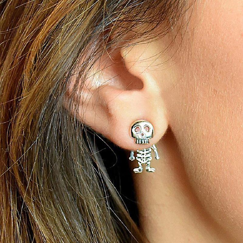 Stylish Punk Skull Stud Earrings Unisex Geometric Design Alloy Material