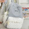 Zaino a Quadretti Pois con Bordi in Pizzo Dolce Zainetto Borsa Scolastica alla Moda per Studenti Uso Esterno