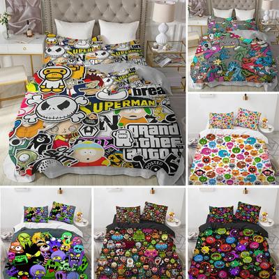 Cartoon Monster Duvet Cover King Queen Size Lovely Funny Animal Bedding Set For Kids Boys Girls Anime Polyester Comforter Cover