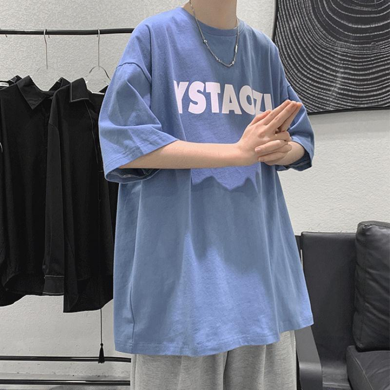 

M-5XL мужские футболки с коротким рукавом с буквенным графическим принтом, повседневная футболка для мужчин, топы с круглым вырезом в стиле ретро для 5XL