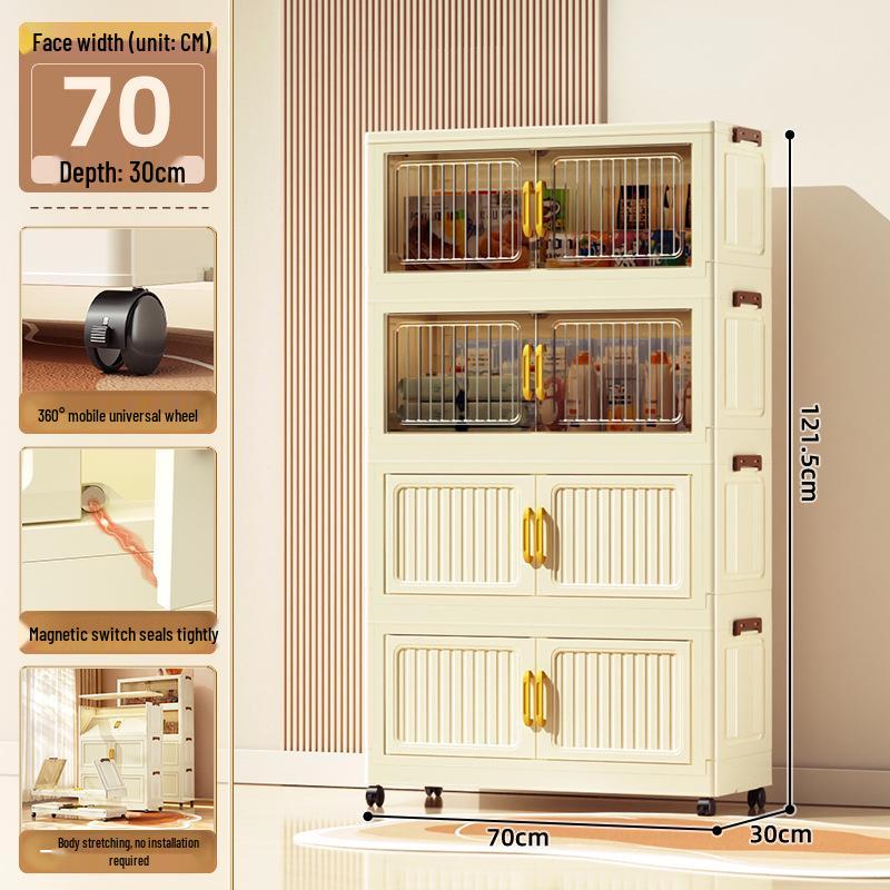 70-90cm No-Install Folding Storage Cabinet for Home, Living Room, Bedroom, Multi-layer Wardrobe, Sundries Organizer.