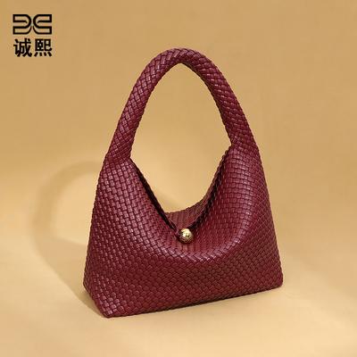 Mode neue kleine goldene Kugel handgewebte Damen Tasche Textur Trend Nische einzelne Schulter Achseltasche große Kapazität Handtasche