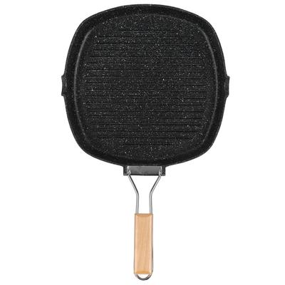 NonStick Practical Frying Pan Steak Skillet BBQ with Foldable Handle Kitchen Supplies(28cm )