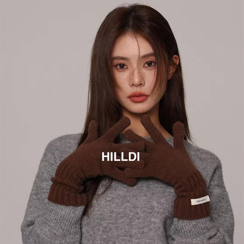 

Однотонные шерстяные перчатки высокого качества для сенсорных экранов, длинные, теплые шерстяные перчатки для езды на велосипеде в холодную погоду кофейный