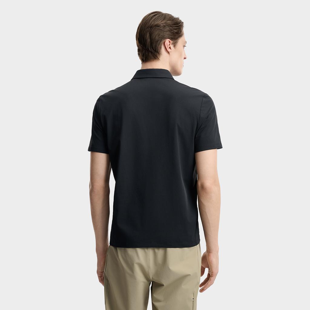 FILA F.C. Classic Minimalist Basic Casual Light Business Versatile Comfortable Knitted Short Sleeve Polo Shirt Men tops Deep-Black F11M621103FBK