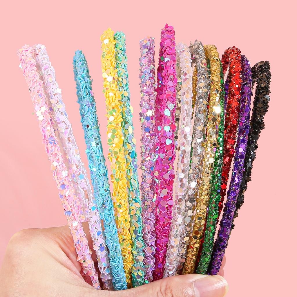 7/14pcs Glitter Star Headbands for Girls Heart Hairband Glitter Headbands Headwear Girls Kids Party Hair Accessories