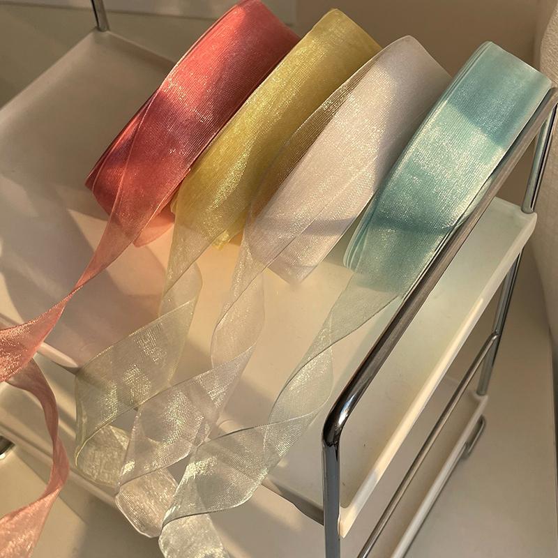 1Roll Sheer Organza Ribbon Chiffon Silk Ribbon for DIY Craft Gift Wrapping Christmas Decoration Wedding Bouquet Sewing Supplies